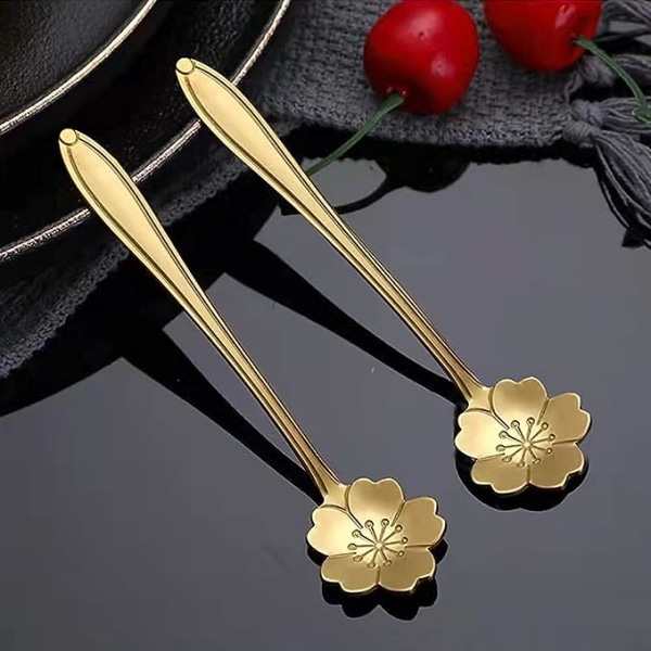 8 stk rustfritt stål blomsterkaffeskje, espressoskjeer, D