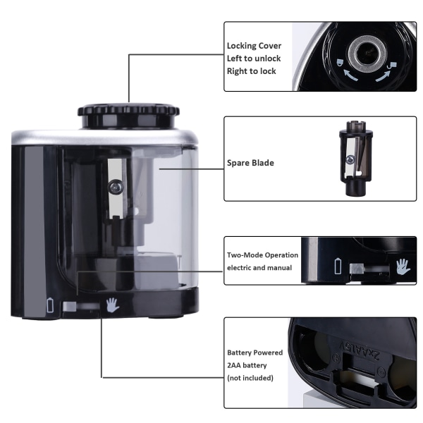1 Elektrisk pennvässare, barnvänlig elektrisk och batteridriven