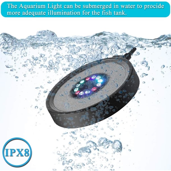 LED Aquarium Boblelys, Fjernbetjening Luftsten Disk, med