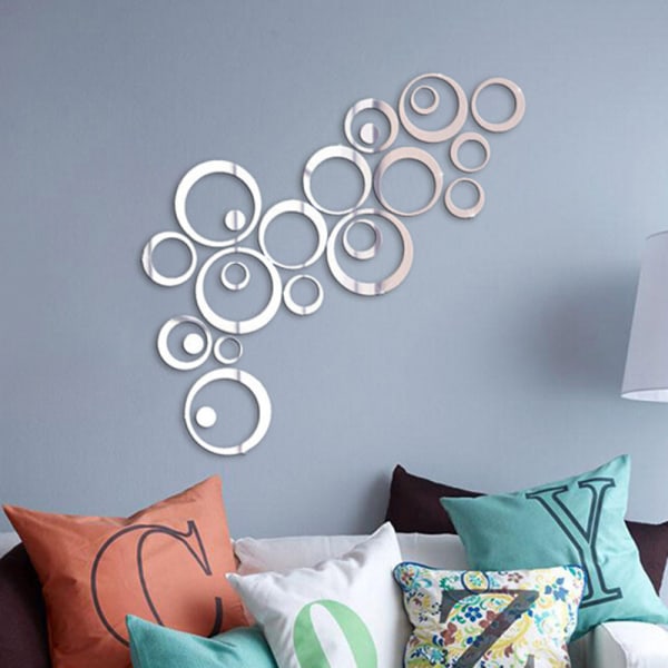 Circle Mirror Diy Wall Sticker Wall Decoration 24pcs