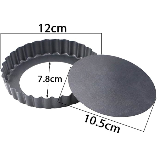 Set med 6 quicheformar, non-stick, räfflad botten, minipieformar, 5