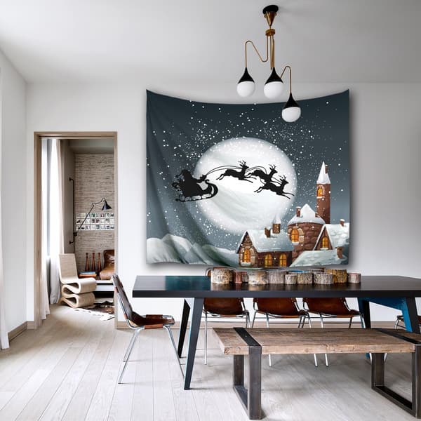 Fargerike stjerner jul flygende slede design veggteppe poly