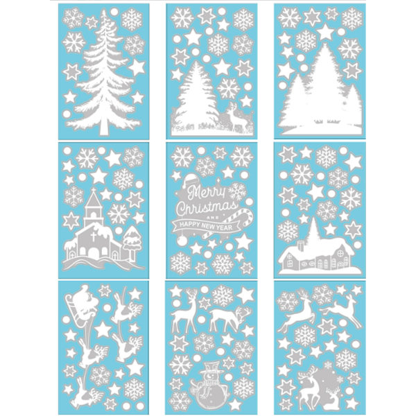 27 Statiske Jule Vindue Stickers, Vindue Glas Stickers, Whit