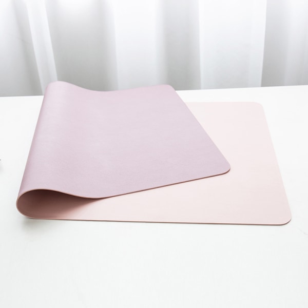 PU-läder skrivbordsmatta, utökad musmatta, vattentät skrivbordsunderlägg, ultratunn stor laptop tangentbordsmatta (lila+rosa), dubbelsidig 90*45cm