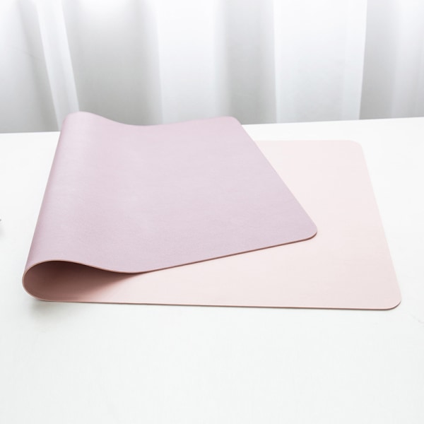 PU Læder Skrivebordsmatte, Udvidet Mussemåtte, Vandafvisende Skrivebordsbeskytter, Ultratynd Stor Laptop Tastaturmatte (lilla+pink), Dobbeltsidet 90*45cm