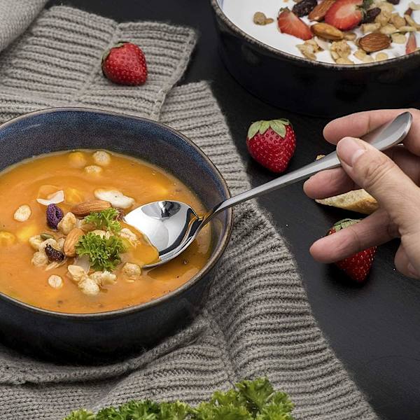 Keramiske suppeskeer, asiatiske 6 stykker japanske hvide små appetit
