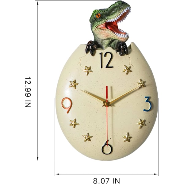 Barnväggklocka, dinosaurieägg väggklockor för vardagsrum, sovrum