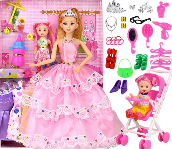 Barbie dockset presentförpackning flicka prinsessbröllopsklänning barns leksak (