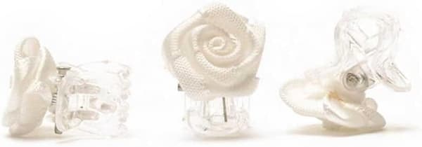10 stk, hårklips pyntet med roser, hvit blomsterbarrette, el
