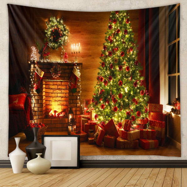 Wall Tapestry Backdrop Colorful Christmas Tapestry, Santa, Reind