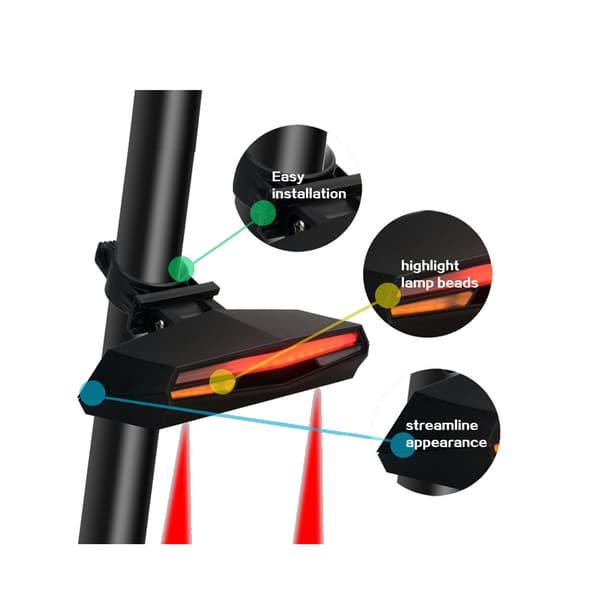Multifunktionell cykellaser säkerhetsljus trådlös fjärrkontroll
