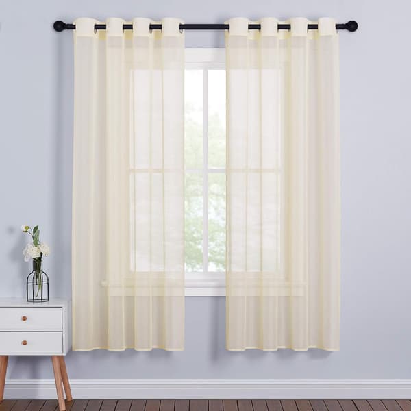 Beige Voile Gardiner - Ferdiglagde Små Innvendige Vinduspaneler