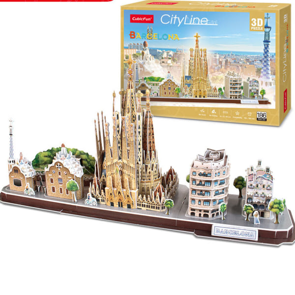 Stereoskopisk pussel stadsbild pussel byggnadsmodell (Barcelona)