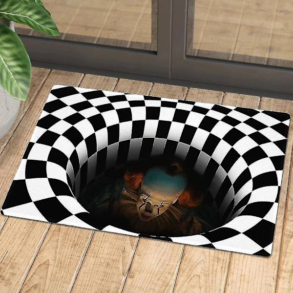 Halloween dörrmatta 3D matta geometrisk illusion rektangulär clown