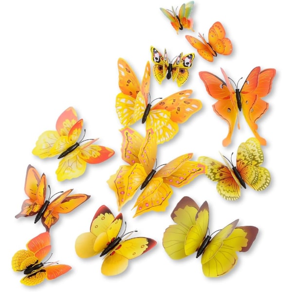 Blandning av 12 ST 3D Rose Butterfly Wall Stickers Dekor Art Decoratio