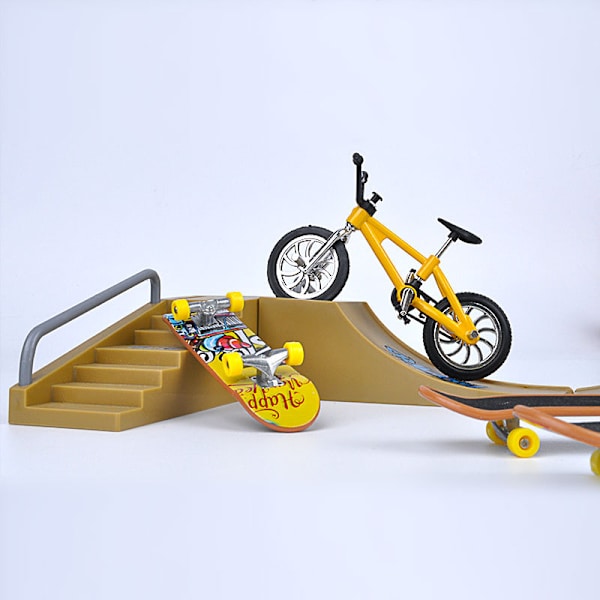 Mini Bike Finger Bike Finger Skateboard Set, Utmärkt Funktionell Miniatyrleksaker, Pojk Leksak Kreativt Spelset (8 st)