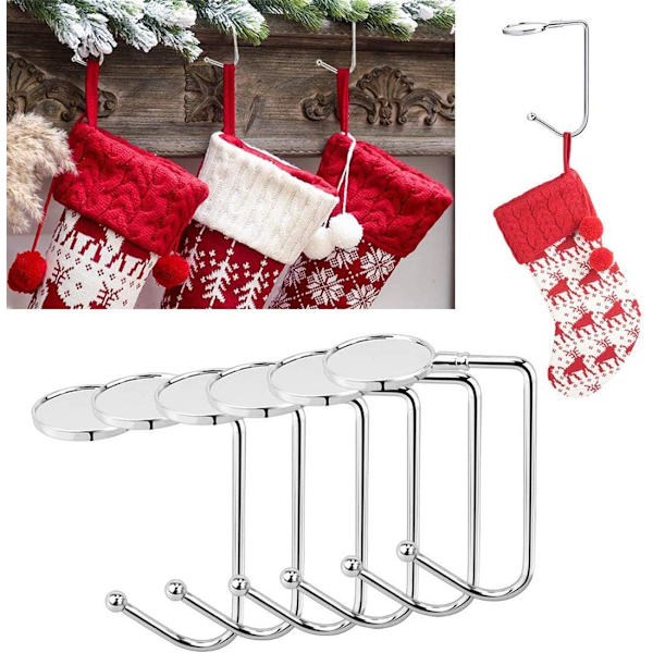 6 stk. Jule Strømpeholdere Kroge Hanger Jule Strømpe