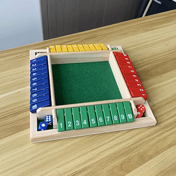 Stäng lådan tärningsspel (för 2-4 spelare) för smarta barn och vuxna