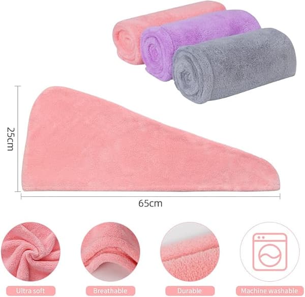 3 stk. Superabsorberende mikrofiber turbanhårhåndkle