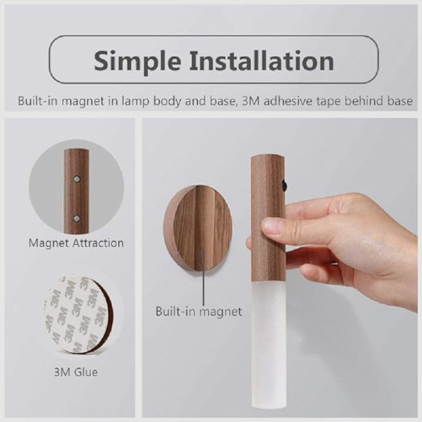 USB-opladning Smart Body, Bevægelsessensor Natlys, Tre tilstande