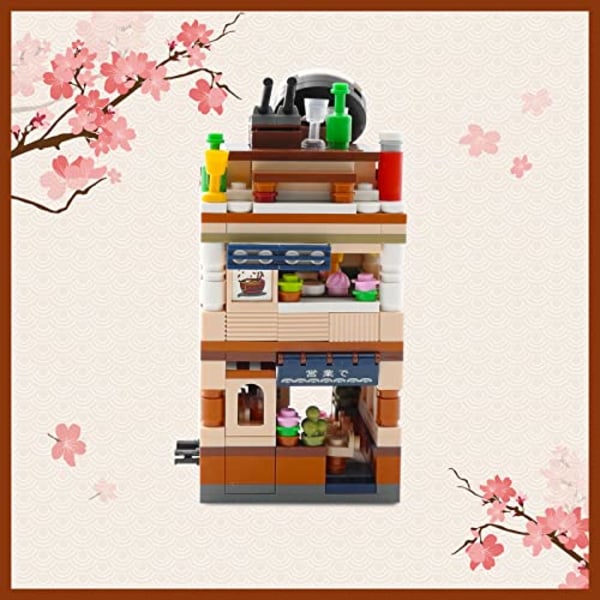 Japansk Gadeudsigt Ramen Shop, Mini Byggeklodser Sæt, 412 stk. Mini Byggeklodser Model Mini Shop Klodser Sæt
