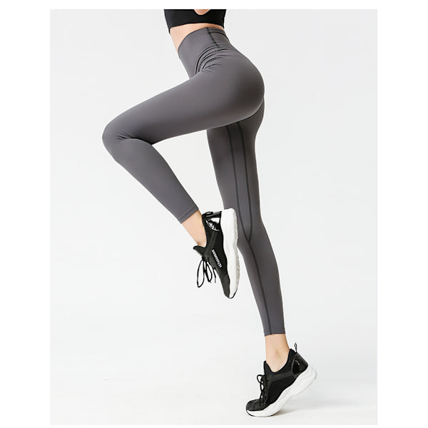 Stretch High Waist Skinny Running Athletic Pants - Mørkegrå M