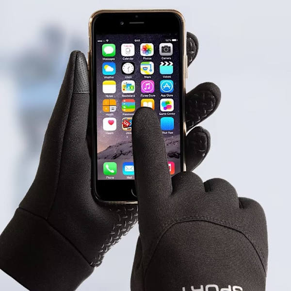 Utomhus vadderade varma vindtäta halkfria ridhandskar (svart) XL