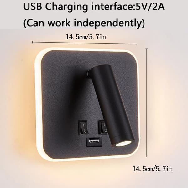 Sengelampe med vegglampe og ladebryter