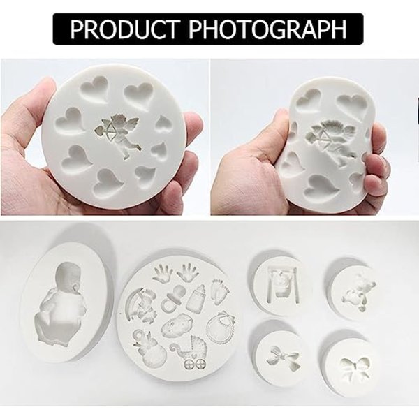 7 stk. Fondant Silikon Slikforme, 3D Sovende Baby Sukkerhåndværk