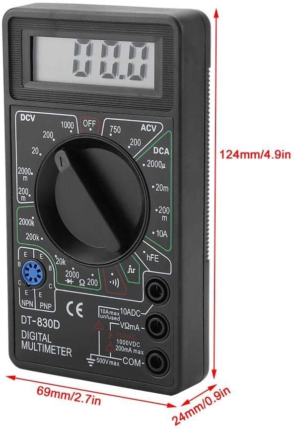 DT830D LCD Digitalt Multimeter, Voltmeter Ammeter AC/DC Meter Tes