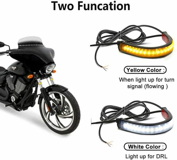 2 stk. LED motorcykel blinklys ring gaffel strimmel lys fleksibel