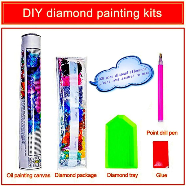 5D Diamantmalerisett, Voksen Diamantkunstsett, Flamingo DIY Rou