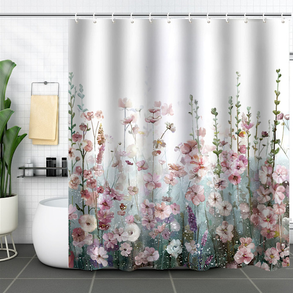 Växt blomma Ben duschdraperi med 12 krokar 180*180cm