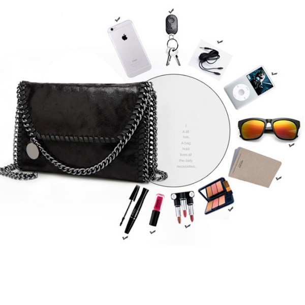 Enkel Fashion Dam Crossbody Kedja Väska PU Läder - Ljusgrå