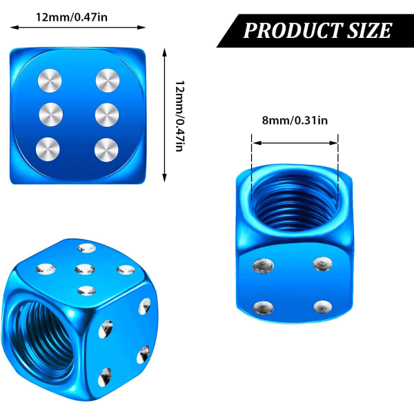 12-pack aluminiumtärningsventilhattar i aluminium för bildäck