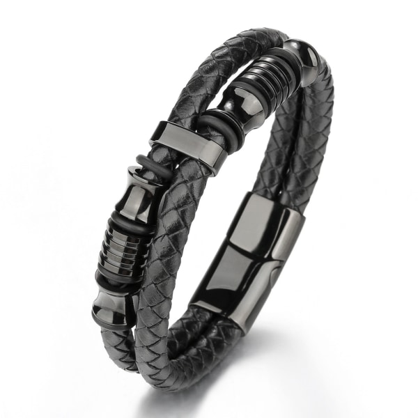 Bracelet for Men Black | Black Stainless Steel Magnetic Closure