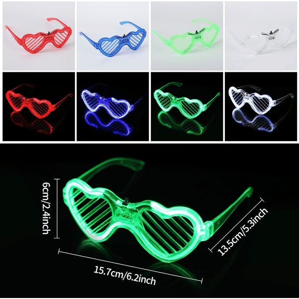 4 st LED-upplysta kärleksglasögon, blinkande LED Cyberpunk-glasögon