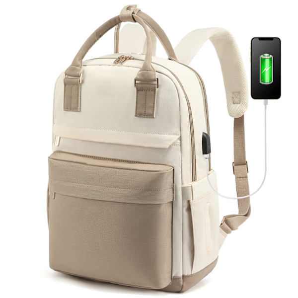 Laptop-ryggsäck för kvinnor 14 tum laptopväska med USB-port
