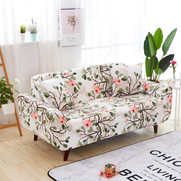 Elastic printed sofa cover with the same pillowcase