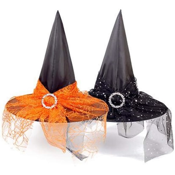 Sæt med 2 Halloween heksehatte onde heksehat Halloween fest masker