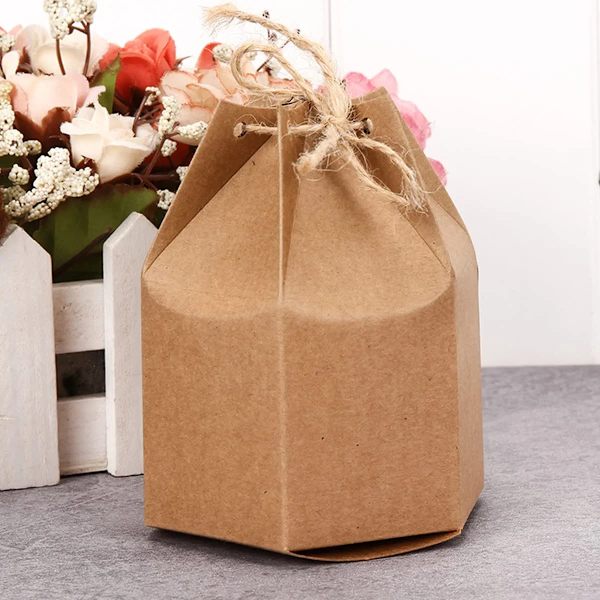 Bröllopsgodislåda, 50 Kraft presentförpackning, Festgodislåda, Kraftpapper