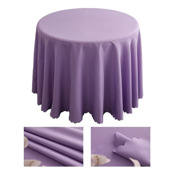 Rund polyesterduk, maskinvaskbar - Lys lilla 160cm