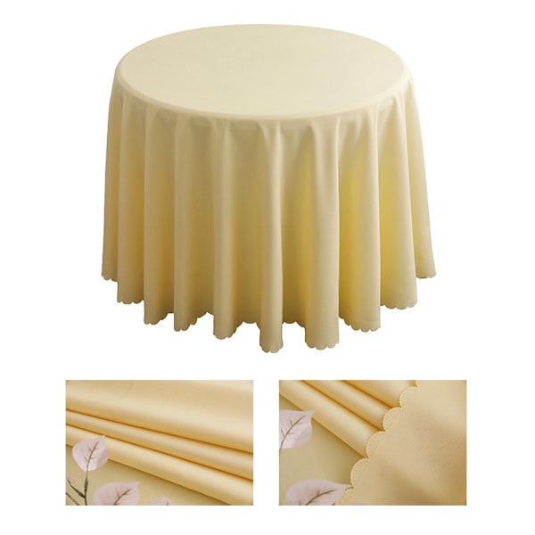 Rund polyesterduk, maskinvaskbar - Beige 220cm