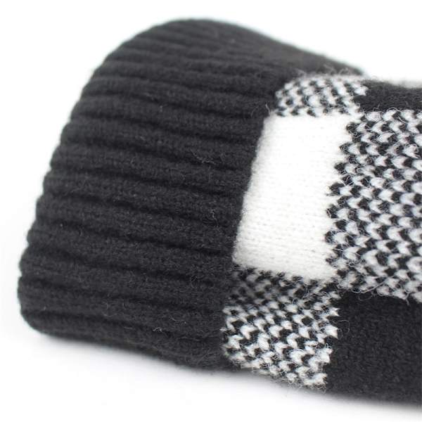 Dam vinter varm hatt retro rutig ullmössa