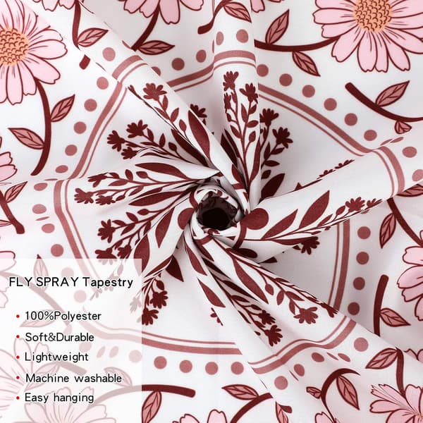 Mandala-esteettinen seinävaate, boho-seinävaate, vaaleanpunainen Flo