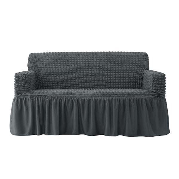 Nemt monteret sofaovertræk Universal Høj Stræk Holdbar Møbelbeskytter med Skørt (Mørkegrå), 2-4 Sæder 140-185cm
