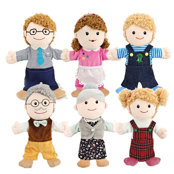 Cartoonfigur förälder-barn plysch handdocka