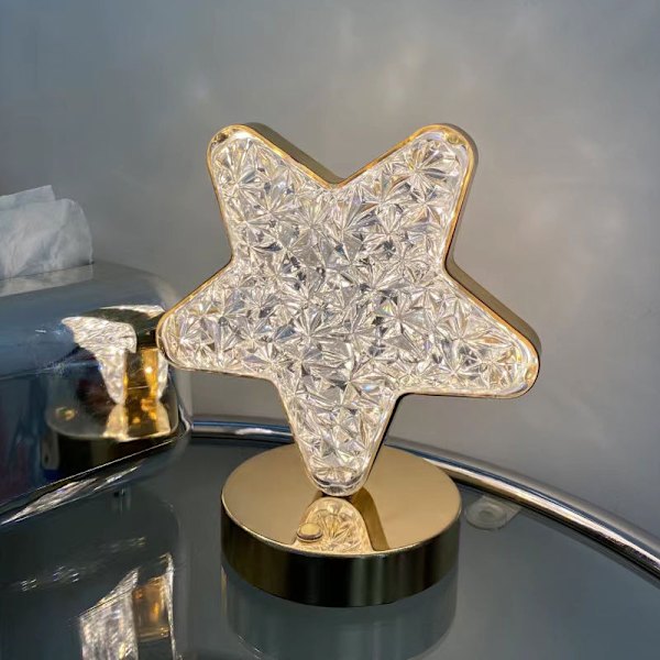 Kristallbordslampa stämningsljus sovrum nattgåva stjärndekoration