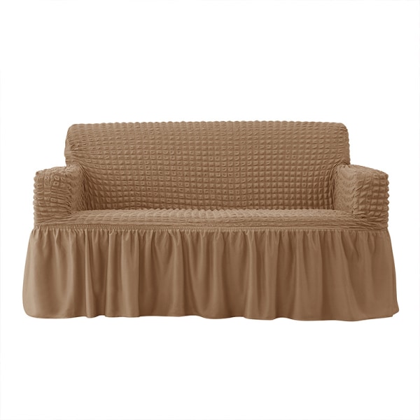 Nemt monteret sofaovertræk Universal Høj Stræk Holdbar Møbelbeskytter med Skørt (tråd curry), 2-4 Sæder 140-185cm