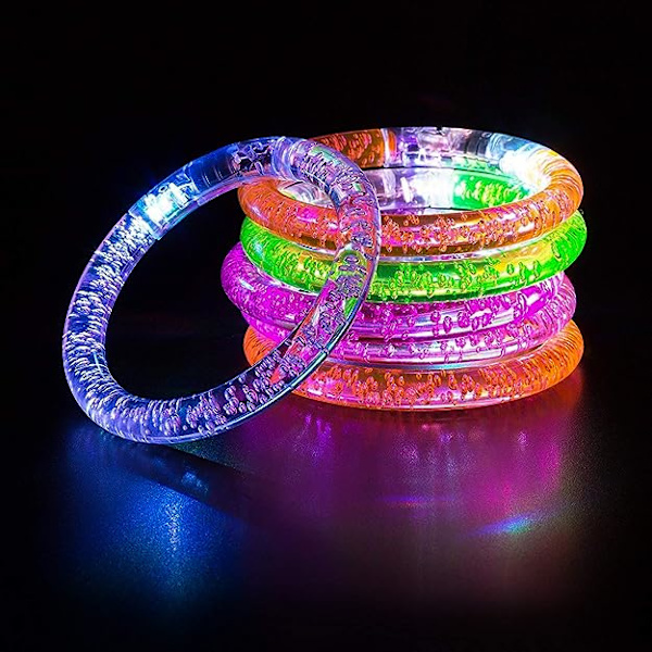 12 stk gjenbrukbare fargerike akryl LED blinkende armbånd